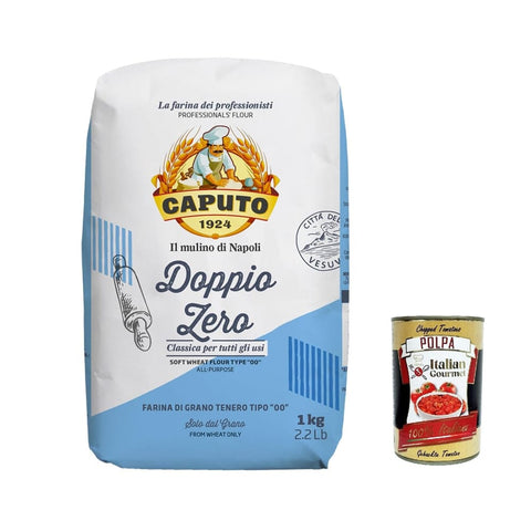 Caputo Paniermehl & Knödelbrot Caputo Farina Molino Doppio zero Classica, farina per Pizza Napoli Pizzamehl Pizza Mehl 1kg 24x Original italienisch inkl. Italian Gourmet Polpa 400g 8014601028747