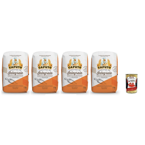 Caputo Farina Integrale Vollkorn Mehl Vollkorn Weichweizenmehl Ideales für Neapolitanische Pizza 4x 1 KG italienisch Original