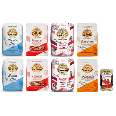 Caputo Testpaket Farina Molino Intergrale Pizzeria Classica Cuoco Pizzamehl Mehl 8x1kg Original italienisch Zutat