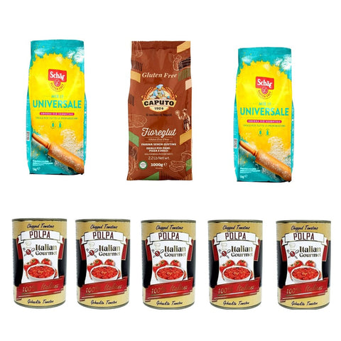 Caputo Tomatenmark Caputo Schär Mix it Universale Miscela di farine Gluten frei Mehl 3x 1 Kg + und Italian Gourmet Polpa di pomodoro Fein gehacktes Tomatenmark 5x 400 g italienisch Original 8032804040014