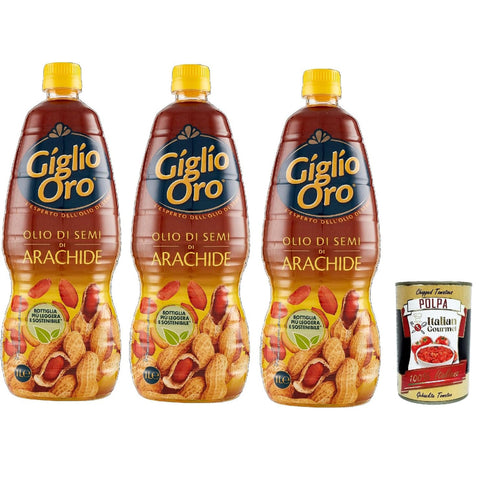 Carapelli Giglio Oro Olio di Semi di Arachide Erdnussöl Speiseöl Frittieröl 100% Italienisches Öl 3x 1 Lt italienisch Original