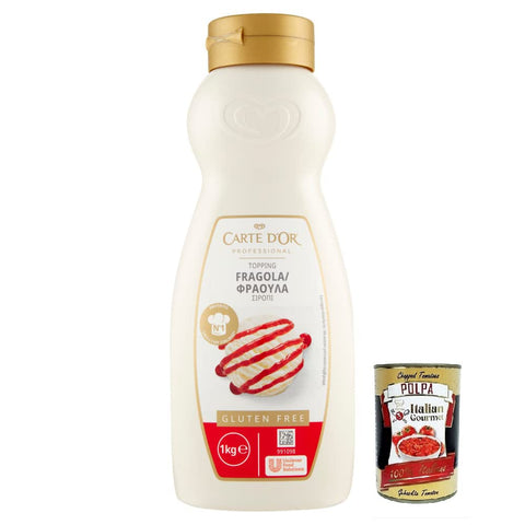 Carte d'Or Dessertsaucen Carte d'Or Carte d’Or Topping Fragola Süße Sauce mit Erdbeergeschmack zur Dekoration von Kuchen und Eiscreme 1Kg italienisch Original 8720182844217