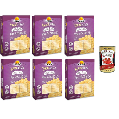 Céréal Brotzeit Céréal Buoni Senza Pane Azzimo, Pane Senza Glutine, Pane Senza Lievito, Buoni Ohne ungesäuertes Brot, Glutenfreies Brot, Hefefreies Brot, 6x 180 g Original italienisch inkl. Italian Gourmet Polpa 400g 8032804040014