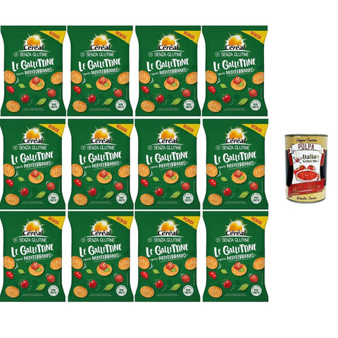 Céréal Le Kekse Céréal Le gallettine Gusto Mediterraneo Kekse mit mediterranem Geschmack 12x70 g italienisch Original + kostenlos polpa 400 g 8032804040014