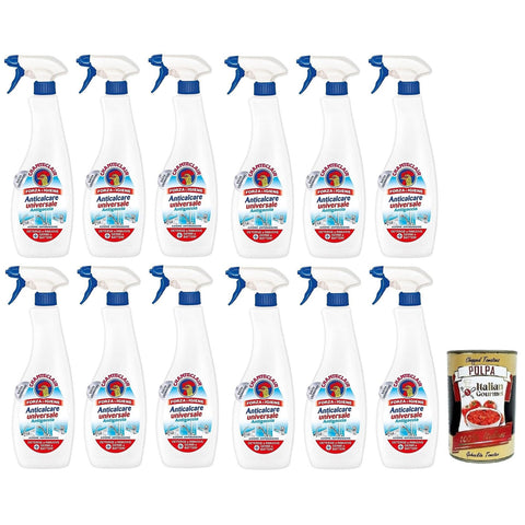 CHANTECLAIR Anticalcare Universale Antigoccia Reiniger Anti-Kalk-Reinigungsmittel für harte Oberflächen,Anti-Rost-Wirkung 625ml 12x Original italienisch inkl. Italian Gourmet Polpa di Pomodoro 400g Dose