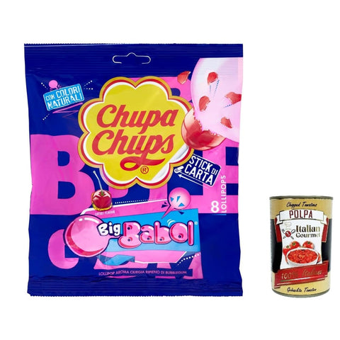 Chupa Chups Cherry Snackbohnen Chupa Chups Cherry Flavour Big Babol 8 Lollipops, Lutscher Kirschgeschmack 144 g 6x Original italienisch inkl. Italian Gourmet Polpa 400g 8410031961508