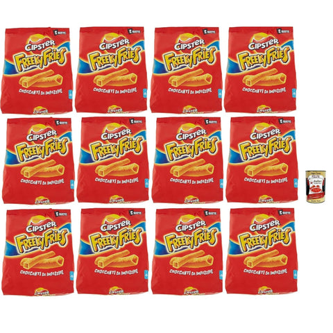 Cipster Chips Cipster Freeky Fries, Chips di Patate, Kartoffelchips, einzigartige Form und knusprig, verrückt zu werden, 12x 125G Original italienisch inkl. Italian Gourmet Polpa 400g 8032804040014