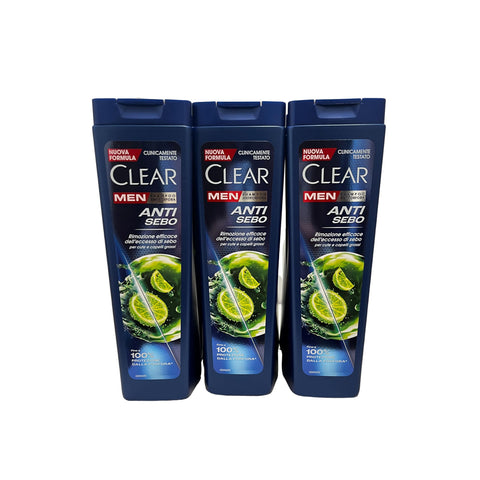 Clear Men Anti-Talg Shampoo Anti-Schuppen mit Zitronenextrakten für fettiges Haar - 6 Flaschen à 225 ml 6 x Original italienisch