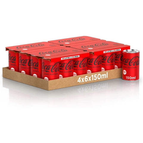 Coca Cola Cola Coca Cola ZERO SUGAR mini dosen kohlensäurehaltiges Getränk Softdrink 150 ml 24x italienisch Original 5449000138156
