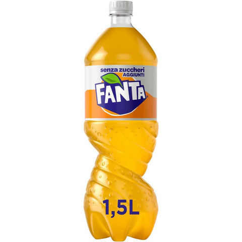 Coca - Cola Fanta ohne Zuckerzusatz 1 Flasche à 1, 100% Orangensaft, ohne Zusatz von Konservierungsstoffen PET - Flasche, erfrischender Geschmack Erfrischungsgetränk 6x 5 L Original italienisch
