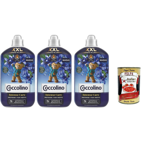 Coccolino Intense Care XXL Ammorbidente Concentrato Wilde Campanula und Bergamotte, Konzentrierter Weichspüler, 76 Wäschen, 3X 1750 ml italienisch Original