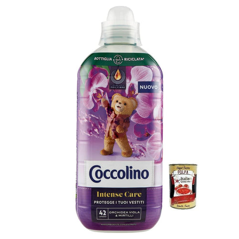 Coccolino Flüssiger Weichspüler Coccolino Orchidea Viola e Mirtilli Intense Care Konzentrierter Weichspüler, Lila Orchidee und Blaubeeren, 42 Wäschen, 980ml Original italienisch inkl. Italian Gourmet Polpa di Pomodoro 400g Dose 8410199009999