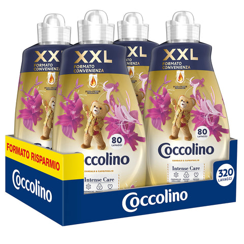 Coccolino Weichspüler - Konzentrat, Sandelholz & Geißblatt, 8 Liter, 320 Waschladungen, 4 x 80 Waschgänge Original italienisch