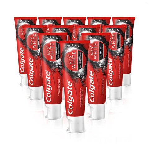 Colgate Zahncremes Colgate Zahnpasta Max White Charcoal 12x75ml - Zahncreme mit Aktivkohle, entfernt bis zu 100% der oberflächlichen Verfärbungen Original italienisch 8718951249974