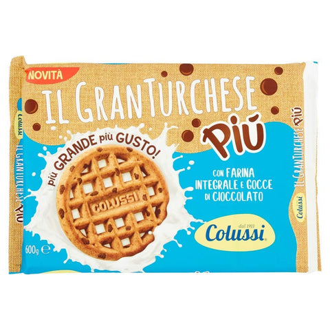 Colussi Kekse Colussi Granturchese Più Biscotti Con Farina Integrale e Gocce di Cioccolato mit Vollkornmehl und Schokoladenstückchen 6x 300g italienisch Original 8002590065973