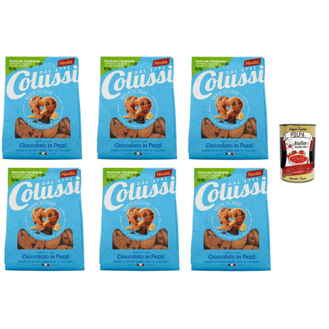Colussi Snack Kuchen & Backwaren Colussi Biscotti con Cioccolato in Pezzi, Kekse mit Schokolade in Stücken, Biscuits 6x 500 g Original italienisch inkl. Italian Gourmet Polpa 400g 8032804040014