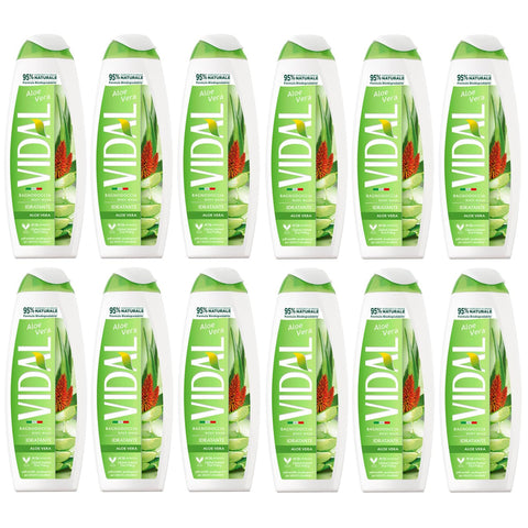 Conter 12er-Pack Vidal Körperwaschmittel Bagnodoccia Duschgel Duschschaum mit Aloe Vera 500 ml italienisch Original