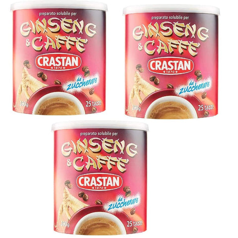 Crastan Instantkaffee Crastan Ginseng und Kaffee Instant Kaffee Bohnenkaffee 200 gr 25x Tassen 3x Original italienisch 8007100056007