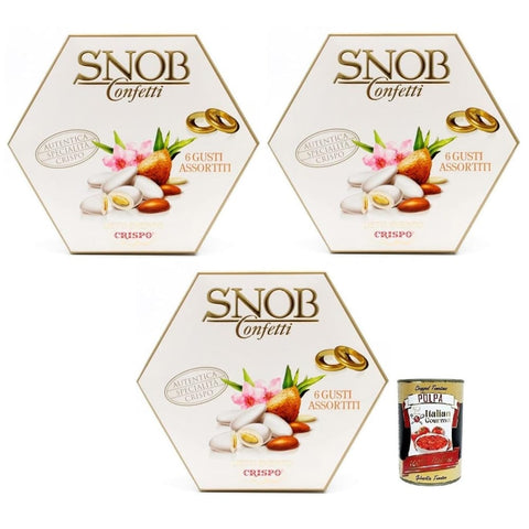 Crispo Frucht- & Kräuterbonbons Crispo SNOB Lieto Evento Bianco Confetti Weißes Konfetti 6 Verschiedene Geschmacksrichtungen 3x 500g italienisch Original 8005085706962