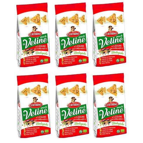 Curtiriso Chips Curtiriso Le Veline Snack ai Legumi Scrokkinati Biologico Bio-Snacks mit Hülsenfrüchten 80g 6x Original italienisch 8017759647679