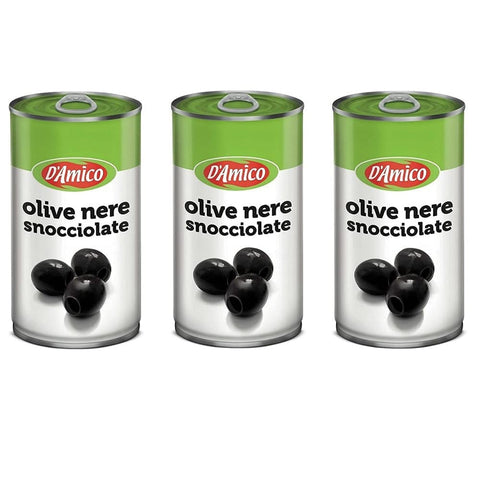 D'Amico Gemüsegerichte D'Amico Olive Nere Snocciolate Entkernte Schwarze Oliven Dose Glutenfrei 3x 350g italienisch Original 8005695005714