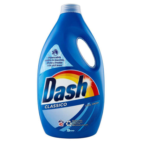 Dash Color- & Feinwäsche Dash Flüssigwaschmittel für die Waschmaschine, 45 Waschgänge, klassisch, entfernt Flecken, Glanz für die Haut, wirksam bei kalten und kurzen Zyklen Original italienisch 8006540927571