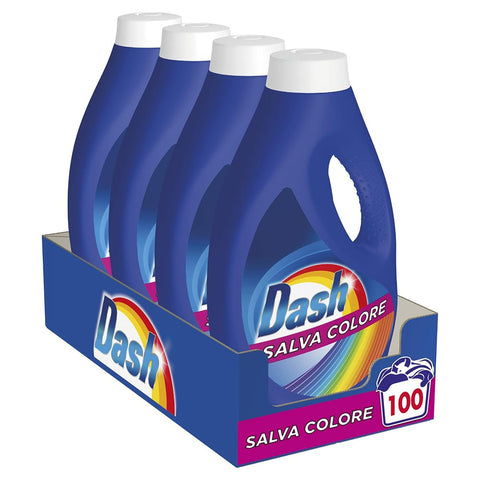 Dash Color- & Feinwäsche Dash Flüssigwaschmittel für Farbschutz, brillante Farben nach dem Waschen, 4x 25 dosen Original italienisch 8001841498850