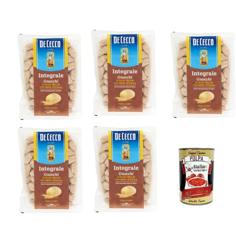 De Cecco Internationale Nudeln De Cecco Gnocchi di patate integrali, Pasta integrale, Vollkornnudeln, 5x 500g Original italienisch inkl. Italian Gourmet Polpa 400g