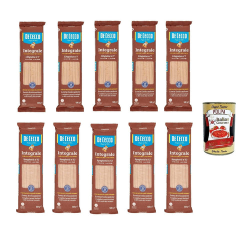 De Cecco Integrale Long Pasta testpaket, Spaghetti und Linguine Pasta integrale, Vollkornnudeln 10x500g Original italienisch