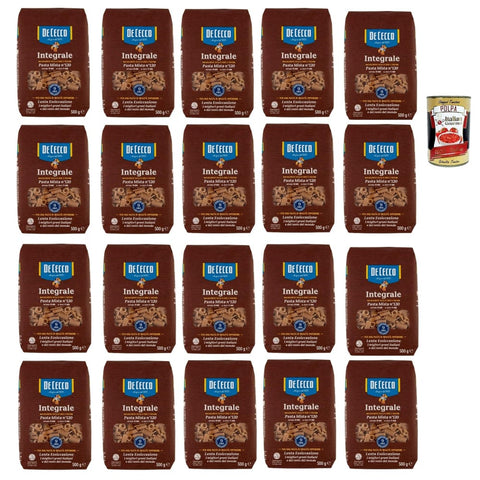 DE CECCO Internationale Nudeln DE CECCO Integrale Pasta Mista N° 120, Pasta integrale, Vollkornnudeln, 20x 500g Original italienisch inkl. Italian Gourmet Polpa 400g 8032804040014