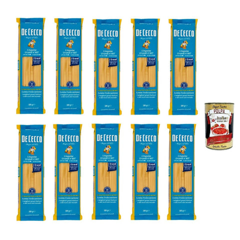 DE CECCO Internationale Nudeln DE CECCO Linguine Grandi N°407, 100% Italienisch Pasta Nudeln 10x 500g Original italienisch inkl. Italian Gourmet Polpa 400g 8032804040014
