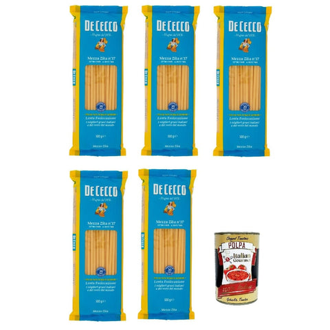 De Cecco Internationale Nudeln De Cecco Mezza Zita N°17 100% Italienisch pasta Nudeln 5x 500g Original italienisch inkl. Italian Gourmet Polpa 400g 8001250120175