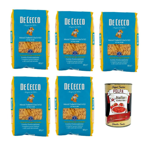 De Cecco Internationale Nudeln De Cecco Mezzi Tubetti Lisci N°63, 100% Italienisch Pasta Nudeln 5x 500 g Internationale Nudeln Original 8032804040014