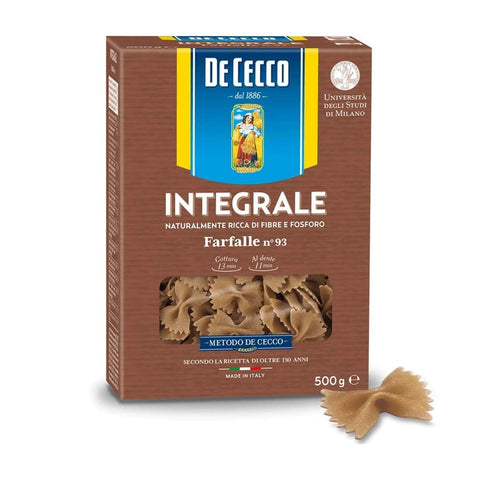 De Cecco Internationale Nudeln De Cecco Pasta De Cecco Farfalle integrali n. 93 Vollkor italienisch Nudeln 500 g 20x italienisch Original 8001250006189