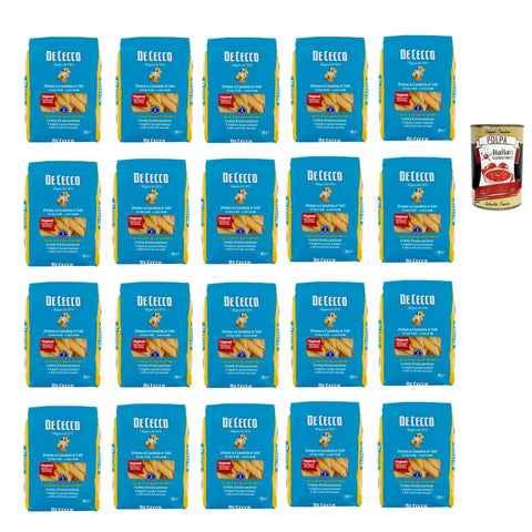 DE CECCO Internationale Nudeln DE CECCO Penne a Candela N°340, 100% Italienisch Pasta Nudeln 20x 500g Original italienisch inkl. Italian Gourmet Polpa 400g 8032804040014