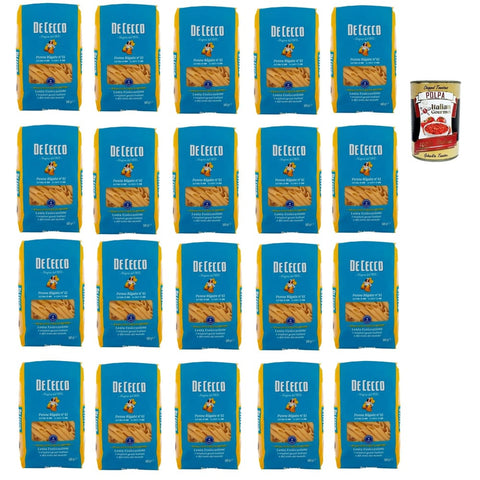 De Cecco Internationale Nudeln De Cecco Penne rigate N°41, 100% Italienisch Pasta Nudeln 20x 500g Original italienisch inkl. Italian Gourmet Polpa 400g 8001250120410