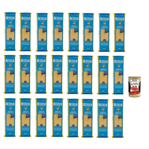 De Cecco Internationale Nudeln De Cecco Spaghettoni quadrati N°413, 100% Italienisch Pasta Nudeln 24x 500g Original italienisch inkl. Italian Gourmet Polpa 400g 8001250004840