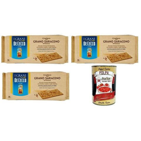De cecco Knäckebrot De cecco Crakers con Grano Saraceno integrale Cracker mit Vollkorn-Buchweizen 3x250 g italienisch Original + kostenlos polpa 400 g 8032804040014