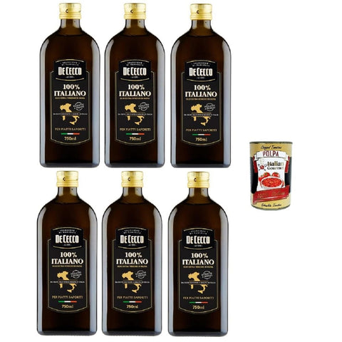 DE CECCO Koch- & Backzutaten DE CECCO 100 % ITALIENISCHES EVO-ÖL 750ml 6x Original italienisch inkl. Italian Gourmet Polpa 400g 8001250270016