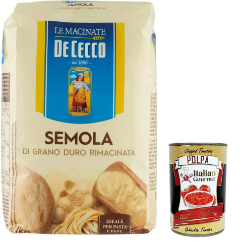 De Cecco Koch- & Backzutaten De Cecco - Hartweizengrieß - Semola di grano duro rimacinata 6x italienisch Original Pastasauce + kostenlos polpa 400 g 8001250867766