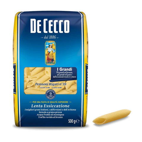 De Cecco Pasta 100% Italienisch Pennoni Rigati n° 39 kurze Pasta 500 g Original