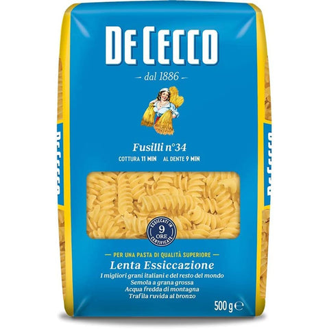 De Cecco Kurze Pasta De Cecco Pasta 100% Italienisch Fusilli n. 34 Nudeln 500g 10x Original italienisch 8001250120342