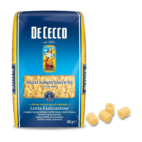 De Cecco Kurze Pasta De Cecco Pasta De Cecco 100% Italienisch Mezzi Tubetti Lisci n° 63 Kurze Pasta 500 g 5x italienisch Original