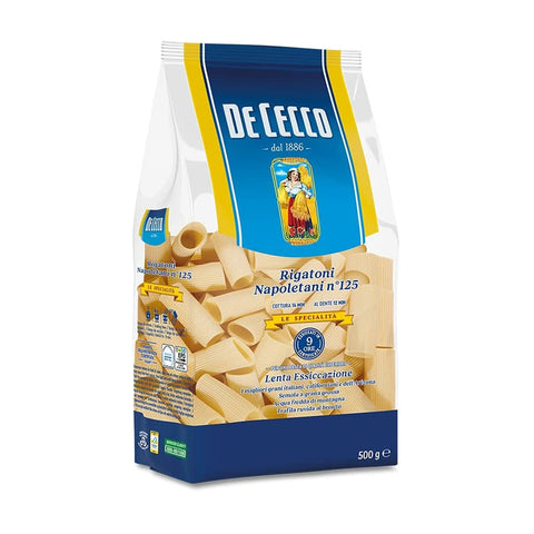 DE CECCO Kurze Pasta DE CECCO Rigatoni Napoletani Nr. 124, harte Weizenpflanze, 6 Stück à 500 g [3 kg] Original italienisch 8001250121240