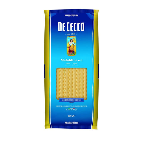 DE CECCO Längliche Pasta DE CECCO Mafaldine Nr. 2, harte Weizenpflanze, 500 g - [12 Stück] Original italienisch 8001250120021