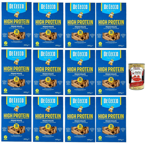 De Cecco Längliche Pasta De Cecco Penne rigate Nr. 41, High protein, Italienische Hartweizennudeln, 12 Packungen à 400 g, Pasta aus 100% italienischem Hartweizen italienisch Original 8032804040014