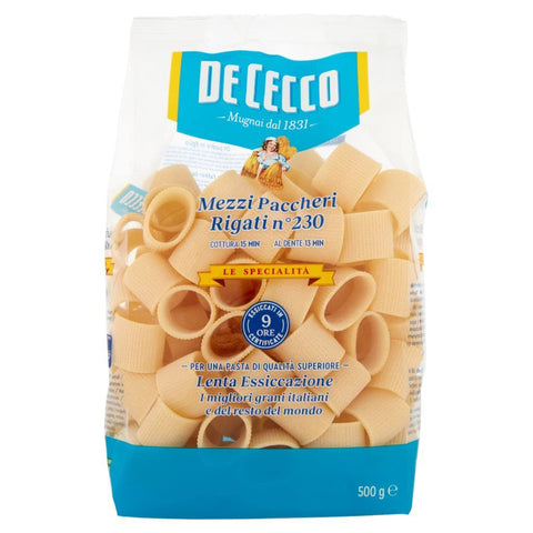 De Cecco 100% Mezzi Paccheri Rigati n. 230 Nudeln 5x 500g Original italienisch