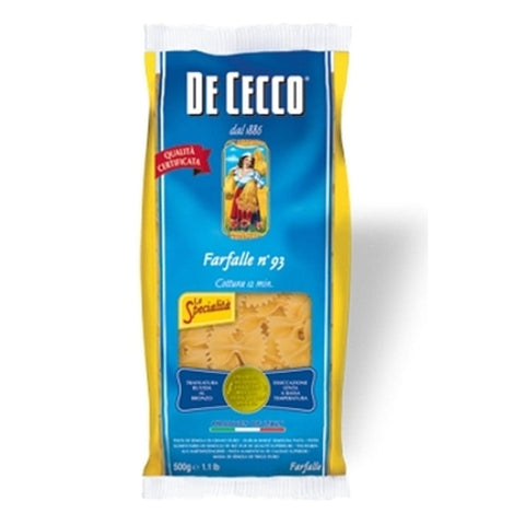 De Cecco Nudelgerichte De Cecco Nudeln Pasta Farfalle n° 93 5 x 500 gr. - De Cecco Original italienisch 8001250520104