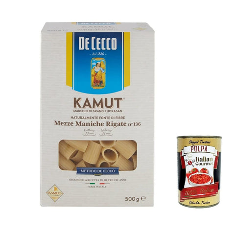 De Cecco nudeln Pasta Mezze maniche rigate N. 136 Kamut Marke von Khorasan Weizen 20x 500g italienisch Original