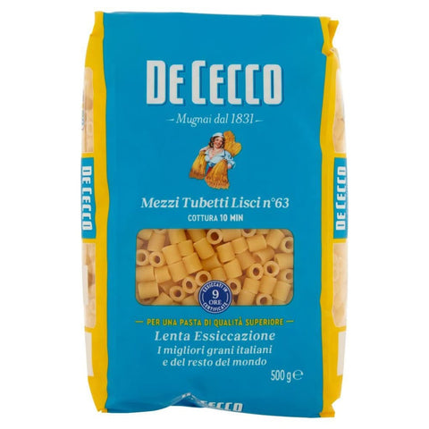 De Cecco Nudeln & Pasta De Cecco Pasta 100% Italienisch Mezzi Tubetti Lisci N°63 Nudeln 500 g Nudeln & Pasta Original 8001250120632